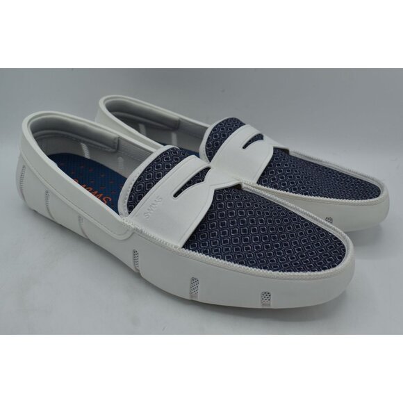 SWIMS Mens Size 12 Printed Penny Loafer White Slip On Loafers Shoes - Picture 4 of 12